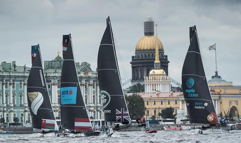 The fleet on day 1 of  Extreme Sailing Series™ Act 5, St Petersburg photo copyright Lloyd Images taken at  and featuring the GC32 class