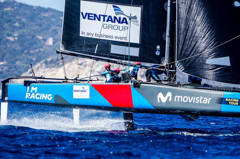 Movistar-Ventana Group, skippered by Iker Martinez on day 2 of the GC32 Villasimius Cup - photo © Jesus Renedo / GC32 Racing Tour