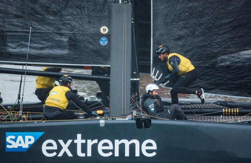 Day 2 of Extreme Sailing Series Act 5 Hamburg photo copyright Lloyd Images taken at  and featuring the GC32 class