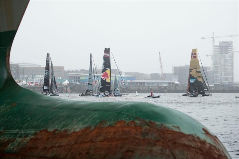 Day 2 of Extreme Sailing Series Act 5 Hamburg photo copyright Lloyd Images taken at  and featuring the GC32 class
