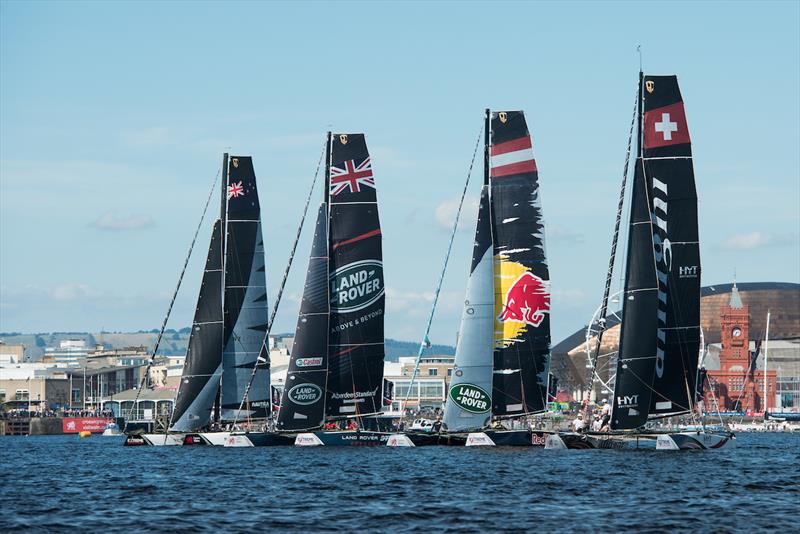 Light winds on Extreme Sailing Series™ Act 6, Cardiff day 4 - photo © Vincent Curutchet