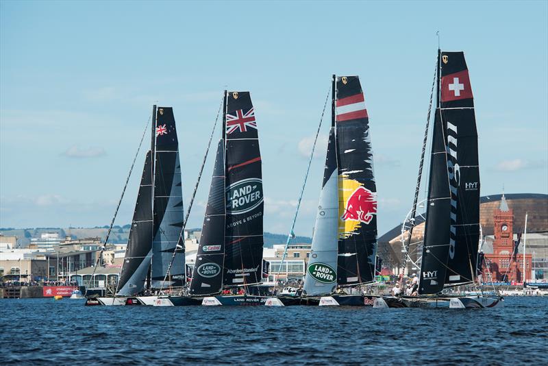 Light winds on Extreme Sailing Series™ Act 6, Cardiff day 4 photo copyright Vincent Curutchet taken at  and featuring the GC32 class