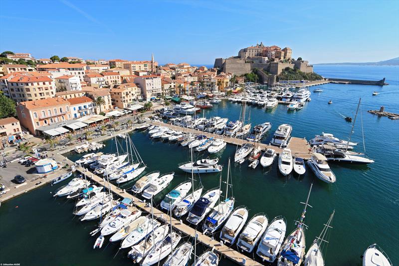 The marina at Calvi, in the shadow of the town's famous citadel photo copyright Sebastien Aude taken at  and featuring the GC32 class