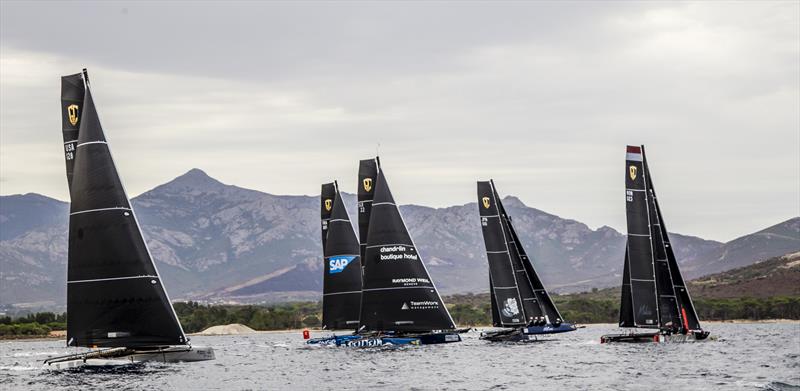 Tricky conditions on the Bay of Calvi again  on day 3 of the GC32 Racing Tour Orezza Corsica Cup photo copyright Jesus Renedo / GC32 Racing Tour taken at  and featuring the GC32 class