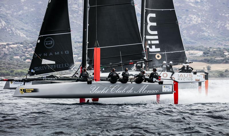 Malizia - Yacht Club de Monaco was out of the running after breaking her rudder in today's third race at the GC32 Racing Tour Orezza Corsica Cup photo copyright Jesus Renedo / GC32 Racing Tour taken at  and featuring the GC32 class