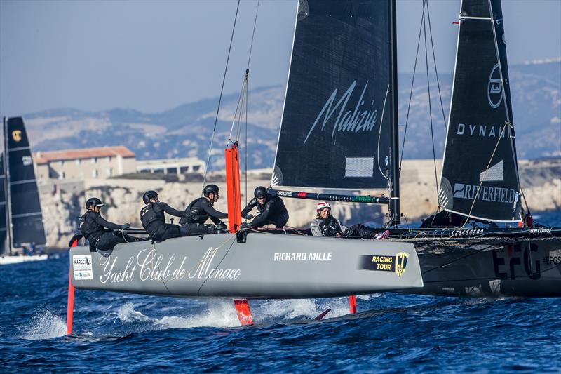 Pierre Casiraghi's Malizia - Yacht Club de Monaco claimed today's final race on day 1 of Marseille One Design photo copyright Jesus Renedo / GC32 Racing Tour taken at  and featuring the GC32 class