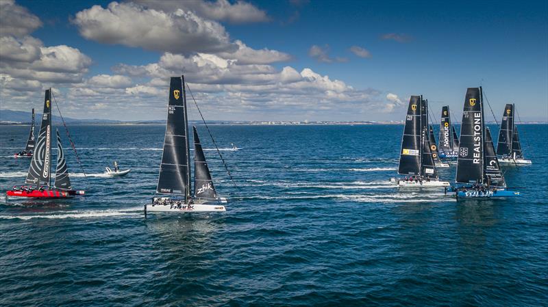 Reaching start on day 3 of the GC32 Lagos Cup 2018 photo copyright Jesus Renedo / GC32 Racing Tour taken at  and featuring the GC32 class