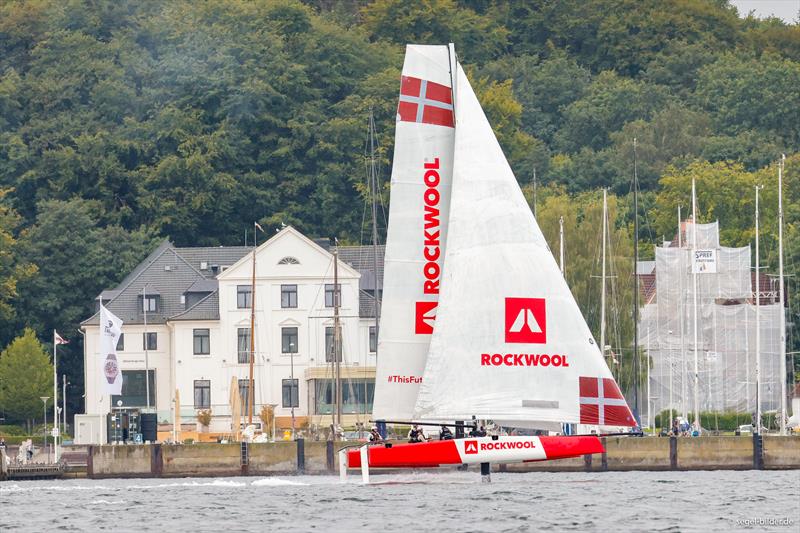 The "Rockwool" team (Denmark) around helmsman Nicolai Sehestedt missed the speed record from Kiel to Eckernförde by five minutes at Kiel Week 2020 photo copyright www.segel-bilder.de taken at Kieler Yacht Club and featuring the GC32 class