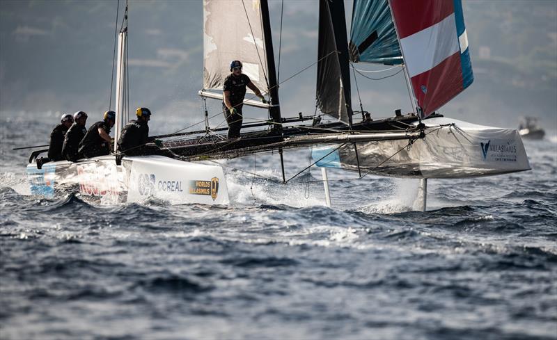 Roman Hagara and Hans-Peter Steinacher's light wind specialists on board Red Bull Sailing Team on day 2 of the GC32 World Championship 2021 photo copyright Sailing Energy / GC32 Racing Tour taken at  and featuring the GC32 class