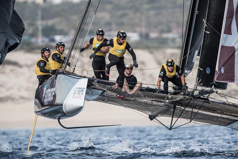SAP Extreme Sailing Team finish day two on 120 points on the Act 8, Los Cabos, presented by SAP leaderboard photo copyright Lloyd Images taken at  and featuring the GC32 class
