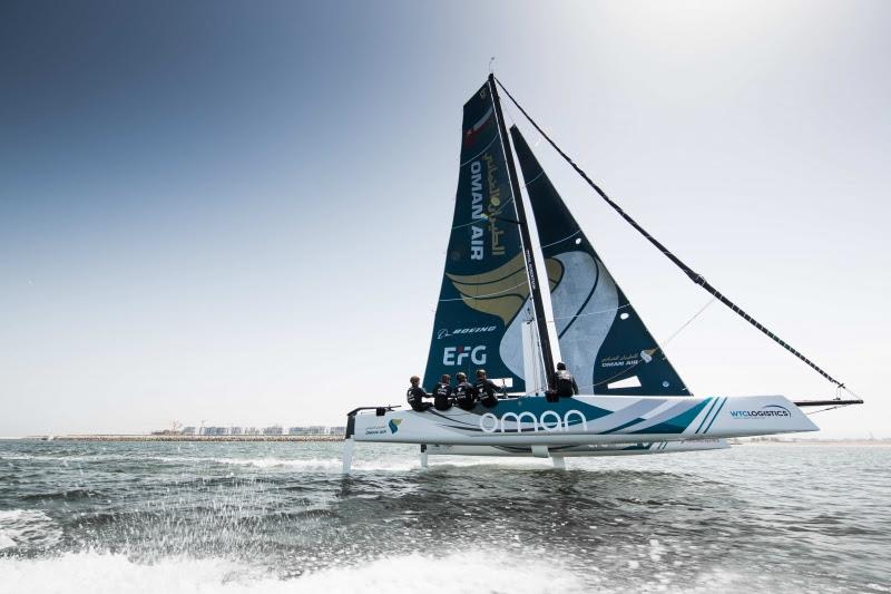 Extreme sailing Series . The Oman Air race team in action during training prior to racing - photo © Lloyd Images