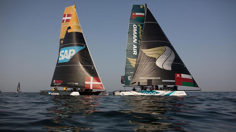 SAP Extreme Sailing Team  and Oman Air - 2018 Extreme Sailing Series™ Act 1, Muscat - Day 1  photo copyright Extreme Sailing Series taken at  and featuring the GC32 class