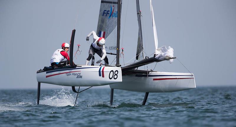 Team France Jeune - Extreme Sailing Series - Pictures of day1 of racing close to the shore and city of Muscat. Oman photo copyright Lloyd Images taken at  and featuring the GC32 class