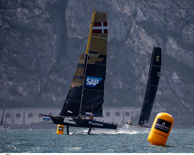 SAP Extreme Sailing Team was today's early leader on day 2 of the GC32 World Championship at Garda photo copyright Pedro Martinez / GC32 World Championship taken at Fraglia Vela Riva and featuring the GC32 class