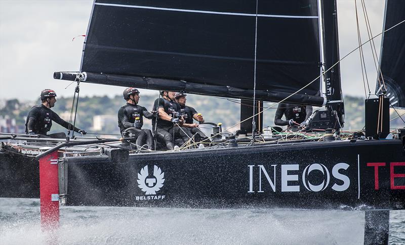 Despite being GC32 newbies, INEOS TEAM UK managed to win today's second race - GC32 Lagos Cup 2018 photo copyright Jesus Renedo / GC32 Racing Tour taken at  and featuring the GC32 class