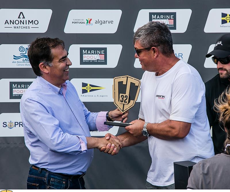 Simon Hull - Frank Racing - receives the Owner Driver prize - GC32 Lagos Cup, Portugal. Day 4. GC32 Racing Tour. 01 July, 2018 - photo © Jesus Renedo / GC32 Racing Tour