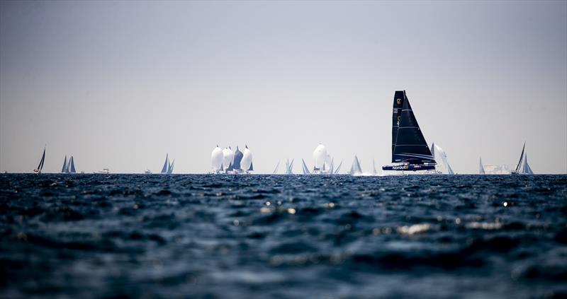 The rest of Copa del Rey MAFPRE provide a magnificent backdrop to the GC32 racing on day 3 of the GC32 Racing Tour at the 37 Copa del Rey MAPFRE photo copyright Sailing Energy / GC32 Racing Tour taken at Real Club Náutico de Palma and featuring the GC32 class