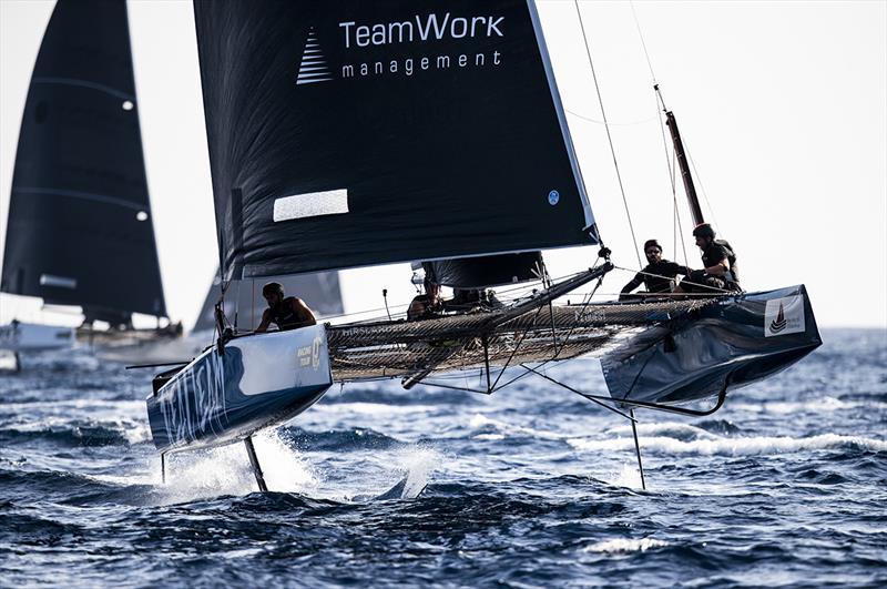 Realteam was top scoring boat today, despite gear failure and an injured crew - GC32 Villasimius Cup. - photo © Sailing Energy / GC32 Racing Tour