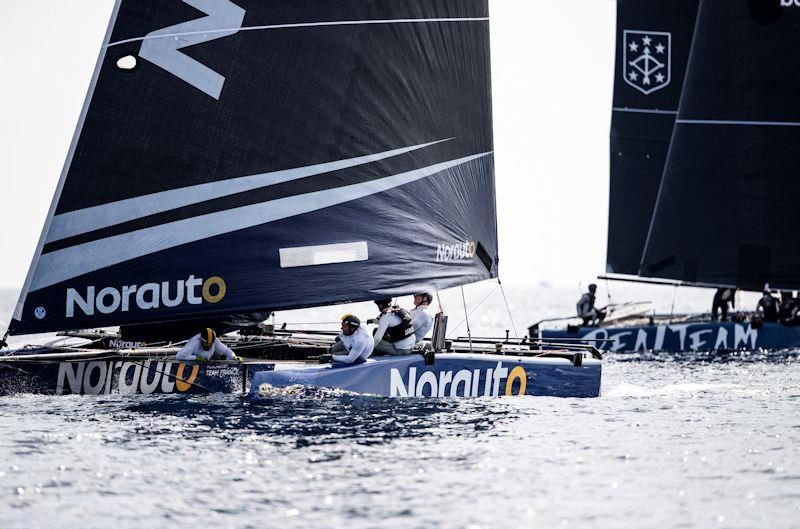 Norauto and Realteam on the final day of the GC32 Villasimius Cup photo copyright Sailing Energy / GC32 Racing Tour taken at  and featuring the GC32 class