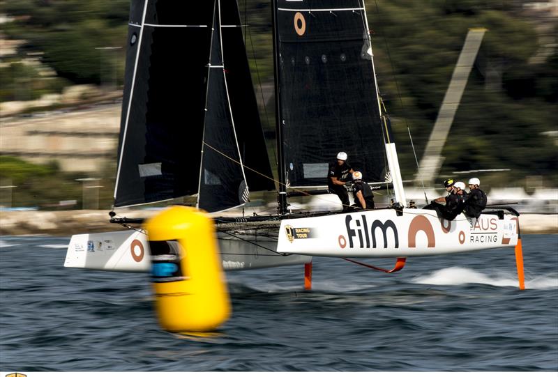 Simon Delzoppo's .film Racing was the stand-out winner of today's final race on day 2 of the GC32 TPM Med Cup photo copyright Sailing Energy / GC32 Racing Tour taken at  and featuring the GC32 class