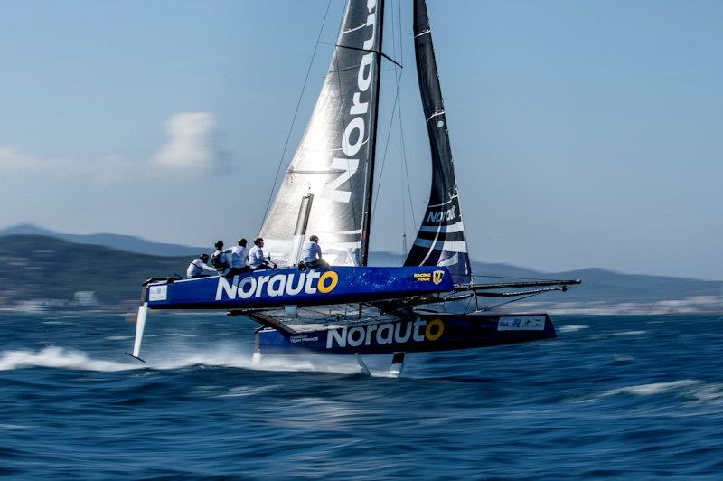 Franck Cammas' NORAUTO at full tilt on day 3 of the GC32 TPM Med Cup photo copyright Sailing Energy / GC32 Racing Tour taken at  and featuring the GC32 class