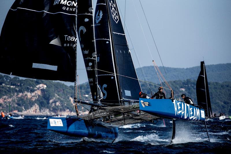 Realteam were back on form today, winning race three following yesterday's dismasting at the GC32 TPM Med Cup photo copyright Sailing Energy / GC32 Racing Tour taken at  and featuring the GC32 class