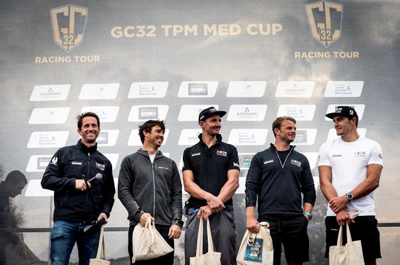 INEOS Team UK crew - (left to right), Ben Ainslie, Iain Jensen, Giles Scott, Nick Hutton and Neil Hunter photo copyright Sailing Energy / GC32 Racing Tour taken at  and featuring the GC32 class