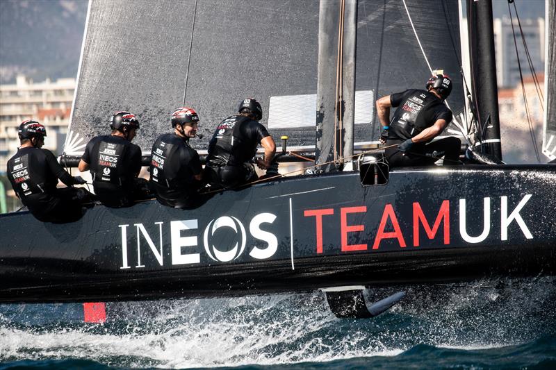 INEOS Team UK racing during the GC32 TPM Med Cup photo copyright Harry KH / INEOS Team UK taken at  and featuring the GC32 class