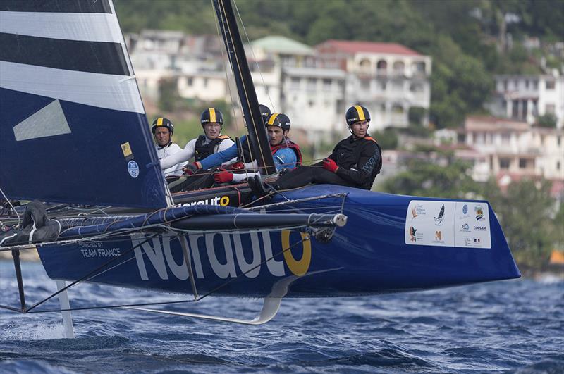 Franck Cammas and NORAUTO had a difficult day - Martinique Flying Regatta 2018 photo copyright Jean-Marie Liot / Martinique Flying Regatta taken at  and featuring the GC32 class