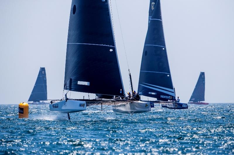 Erik Maris' Zoulou shows the way to NORAUTO - GC32 Lagos Cup, Portugal photo copyright Jesus Renedo / GC32 Racing Tour taken at  and featuring the GC32 class