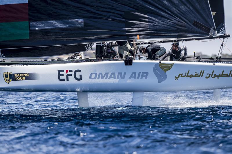 Oman Air, with her new skipper Adam Minoprio, got their first bullet today. - 2019 GC32 Racing Tour - Villasimius Cup photo copyright Sailing Energy / GC32 Racing Tou taken at  and featuring the GC32 class