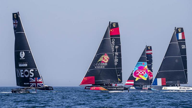 INEOS Rebels UK sailed an exceptional first run of race three going from eighth to first place photo copyright Jesus Renedo / Sailing Energy / GC32 Racing Tour taken at  and featuring the GC32 class