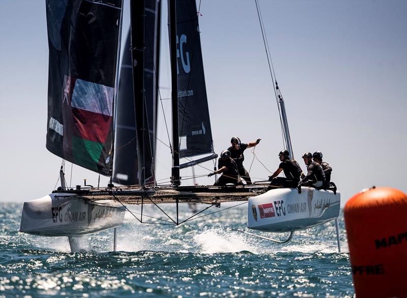 The Adam Minoprio-steered Oman Air won the first GC32 Racing Tour event in Villasimius, Sardinia this year photo copyright Sailing Energy / GC32 Racing Tour taken at  and featuring the GC32 class