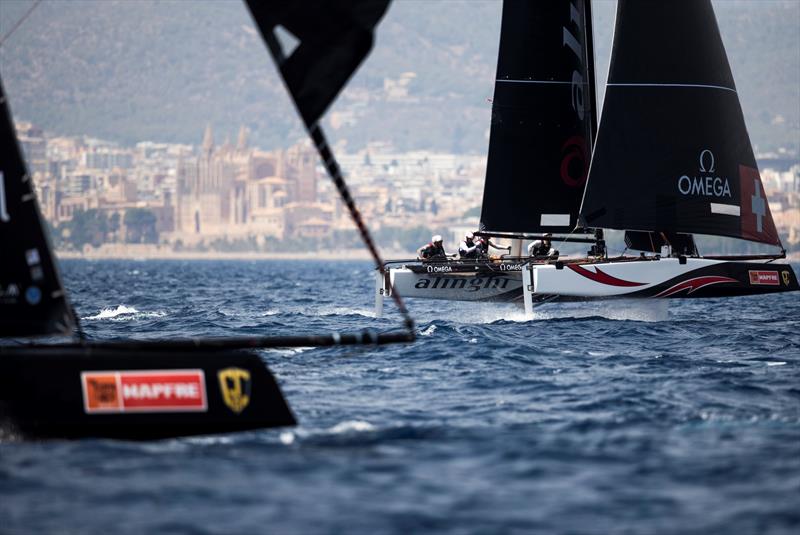 Alinghi claimed today's penultimate race but trails Oman Air by four points at the end of day two. - 38 Copa del Rey MAPFRE photo copyright Sailing Energy / GC32 Racing Tour taken at Real Club Náutico de Palma and featuring the GC32 class