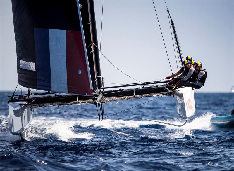 Erik Maris' Zoulou started the day strongly photo copyright Tomas Moya / Sailing Energy / GC32 Racing Tour taken at Real Club Náutico de Palma and featuring the GC32 class