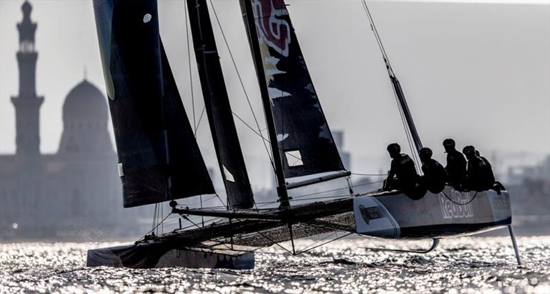 Red Bull Sailing Team broke Alinghi's winning streak today - GC32 Oman Cup, Day 1 photo copyright Pedro Martinez / Sailing Energy / GC32 Racing Tour taken at  and featuring the GC32 class