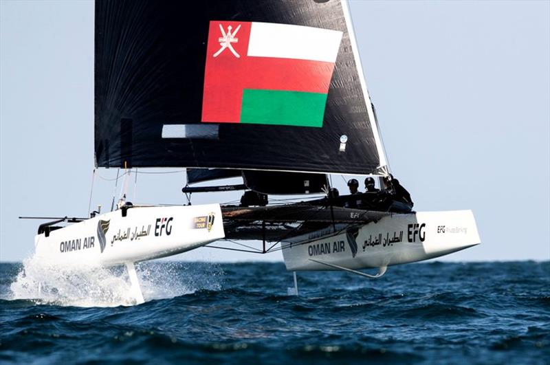 At this half way stage, Oman Air has their work cut out if they are to beat Alinghi - 2019 GC32 Oman Cup day 2 - photo © Sailing Energy / GC32 Racing Tour