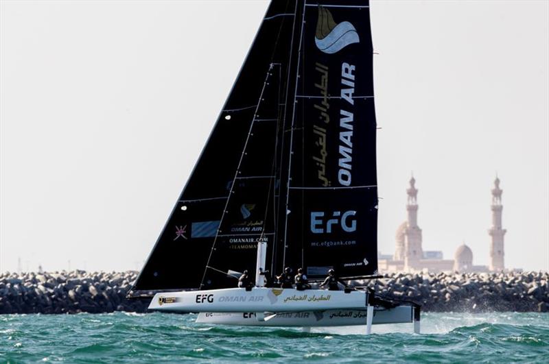 Adam Minoprio and his crew have their work cut out if they are to challenge Alinghi tomorrow - GC32 Oman Cup day 3 photo copyright Sailing Energy / GC32 Racing Tour taken at  and featuring the GC32 class