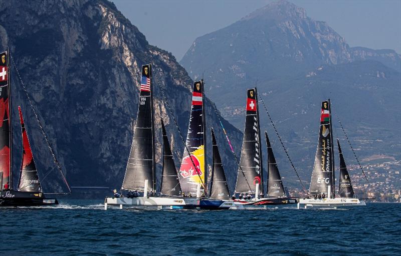 The backdrop when sailing on Lake Garda never fails to impress photo copyright Sailing Energy / GC32 Racing Tour taken at  and featuring the GC32 class
