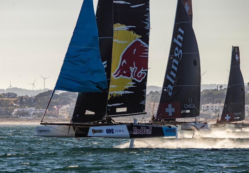 Red Bull Sailing Team leads into the leeward gate - GC32 Lagos Cup 1 photo copyright Sailing Energy / GC32 Racing Tour taken at  and featuring the GC32 class