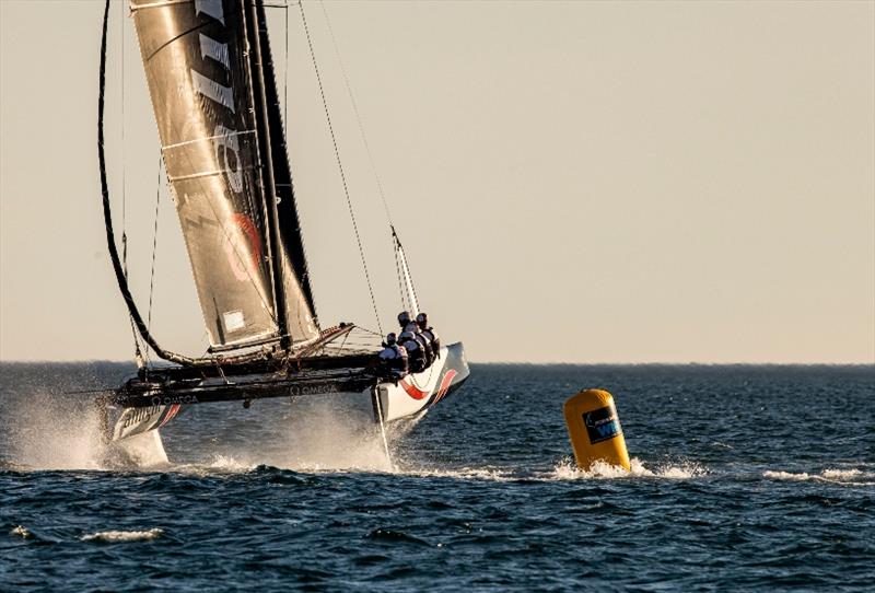 Another immaculate manoeuvre from Ernesto Bertarelli's Alinghi team - GC32 Lagos Cup 1 photo copyright Sailing Energy / GC32 Racing Tour taken at  and featuring the GC32 class