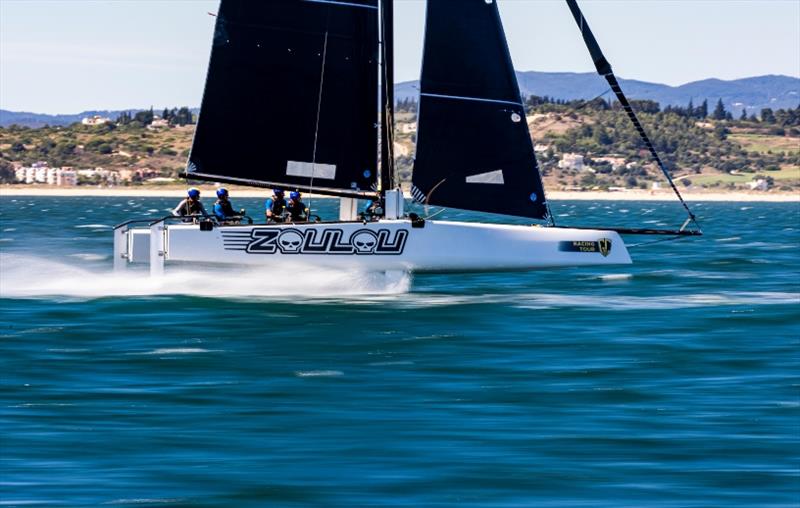 Erik Maris' Zoulou demonstrates her Le Mans pace. - GC32 Lagos Cup 1 photo copyright Sailing Energy / GC32 Racing Tour taken at  and featuring the GC32 class