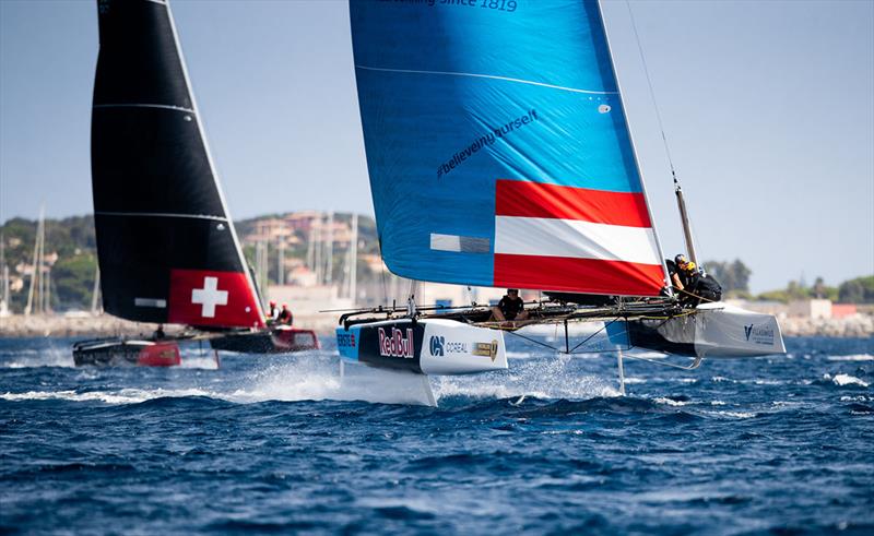 Red Bull Sailing Team was the stand-out performer of the day and holds a six point lead going into the final day - 2021 GC32 World Championship photo copyright GC32 Racing Tour / Sailing Energy taken at  and featuring the GC32 class