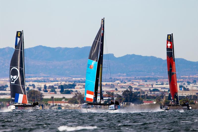 Ultra-tight racing between the one design foiling GC32s - 2021 GC32 Mar Menor Cup photo copyright Sailing Energy / GC32 Racing Tour taken at  and featuring the GC32 class