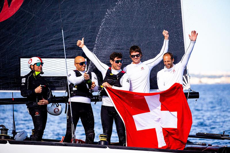 Alinghi - GC32 Racing Tour champions again - left to right: Nicolas Charbonnier, Yves Detrey, Timothe Lapauw, Bryan Mettraux and Arnaud Psarofaghis - photo © Sailing Energy / GC32 Racing Tour