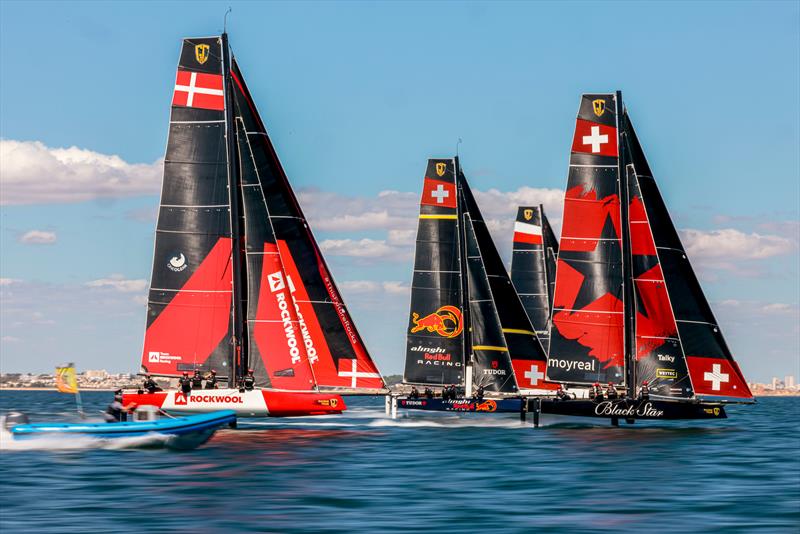 Speeding away down the first reaching leg on day 2 of the GC32 Racing Tour Lagos Cup photo copyright Sailing Energy / GC32 Racing Tour taken at Clube de Vela de Lagos and featuring the GC32 class