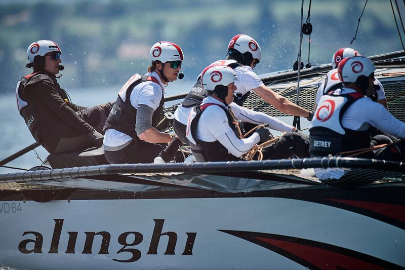 Sailing with a six person crew - just two short of the number permitted on the AC75 - Alinghi Red Bull Racing - GC32 Racing Tour . Lagos World Championships - July 2022 - photo © Loris Von Siebenthal