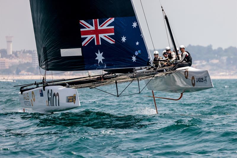 .film AUS Racing - GC32 Racing Tour . Lagos World Championships - Day 2 - July, 2022 photo copyright Sailing Energy / GC32 Racing Tour taken at Clube de Vela de Lagos and featuring the GC32 class