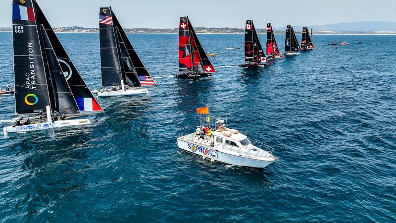 Race start - GC32 Racing Tour . Lagos World Championships - Day 2 - July, 2022 photo copyright Sailing Energy / GC32 Racing Tour taken at Clube de Vela de Lagos and featuring the GC32 class