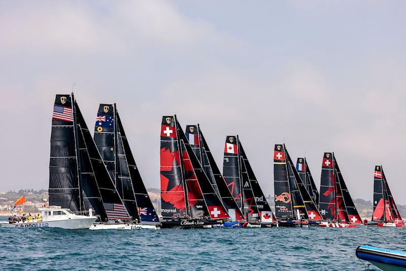 Upwind starts today in light winds at the Lagos GC32 Worlds - photo © Sailing Energy / GC32 Racing Tour